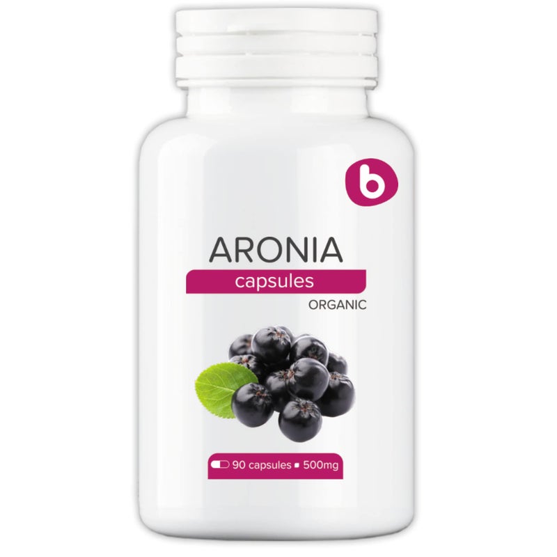 Organic Aronia Berry Capsules Black Chokeberry Supplement with Natural Anthocyanins Polyphenols Supports Immune System from Aronia Berries Powder NonGMO 500mg 90 Vegan Capsules